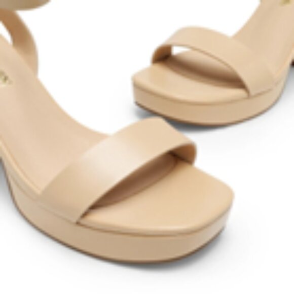 Dream Pairs Women Platform Heels High Chunky Heel Block Open Toe Nude Size 9 New - Picture 3 of 5